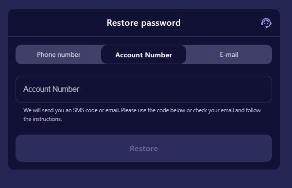 restore password betmatch